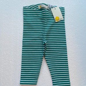NWT Mini Boden Green Striped Leggings (Baby)